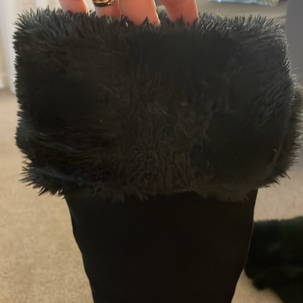 Just Fab knee high suede wedge boots with fur. Zipper boots. - Picture 3 of 7